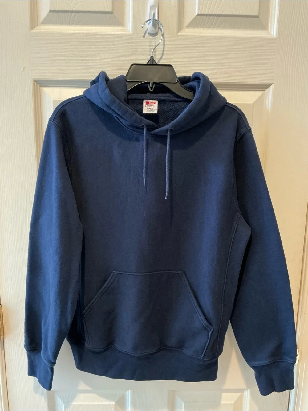 J. Crew 14oz Fall Fleece Heritage Hoodie Navy Pullover Sweatshirt Mens Unisex SM